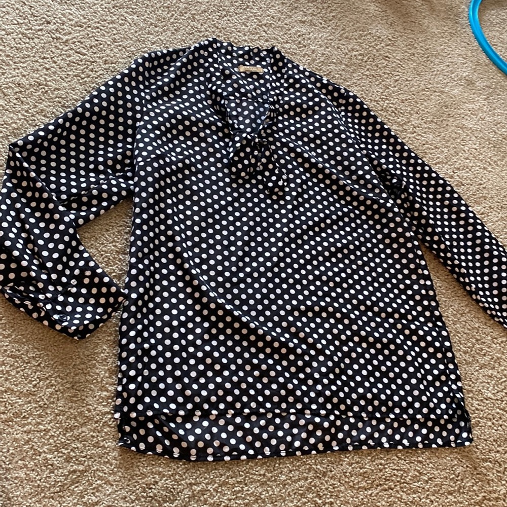 Long sleeve polka dot blouse